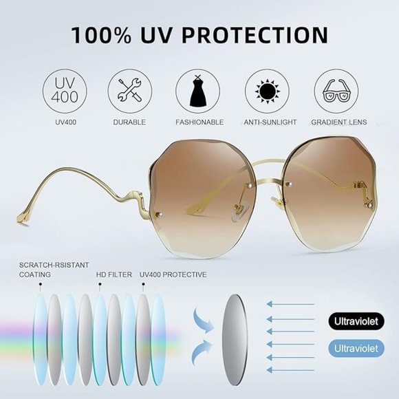 Rimless gradient women\'s vintage sunglasses main image 6